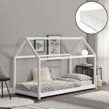 [en.casa] Lit D'enfant avec Matela Cadre de Lit 206 x 98 x 142 cm Matela Mousse Froid 90 x 200 cm Maison