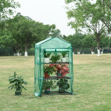 Serre de jardin Chaam à 3 niveaux 125 x 69 x 49 cm vert [en.casa]