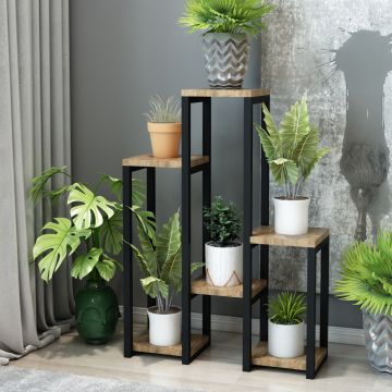 Étagère à plantes Rosenholm 6 étagères 78,5 x 56 x 20 cm noir effet bois [en.casa]