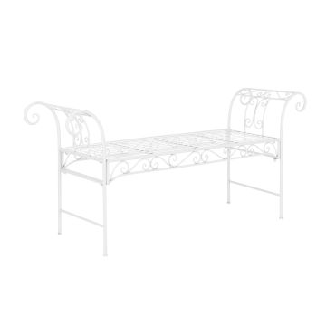 Banc de Jardin Vintage Cossila Extérieur Métal 70 x 147 x 46 cm Blanc [en.casa]