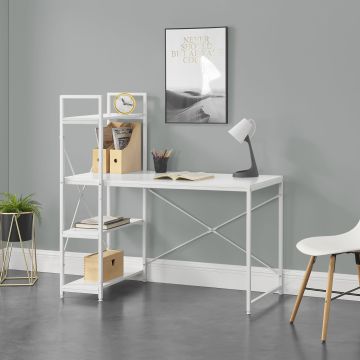 Bureau avec Etagères Stavanger 122 x 120 x 64 cm [en.casa]