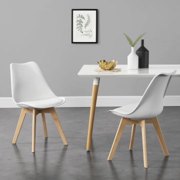 Lot de 2 Chaises de Salle à Manger Fläten Similicuir Hêtre Blanc [en.casa] 