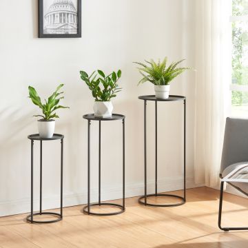 Set de 3 porte-plantes Nesodden de tailles variées métal noir [en.casa]