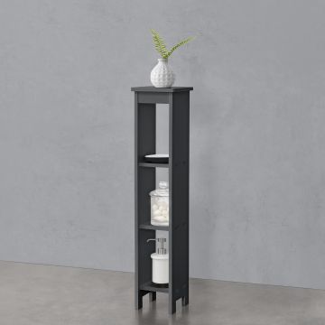 Meuble Colonne Arvika pour Salle de Bain à 3 Étagères 80 x 17 x 17 cm Gris Foncé [en.casa]