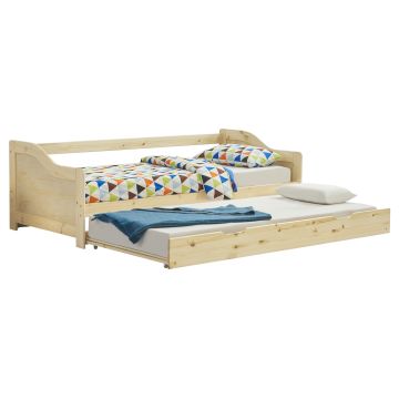 [en.casa] Canapé-lit Convertible pour 2 Personnes Lit Gigogne Canapé Divan Lit d'appoint Structure en Pin Sommier à Lattes en Contreplaqué Plusieurs Couleurs 205x190,5x66cm