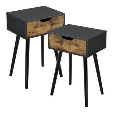 Lot de 2 tables d'appoint Östersund 60 x 40 x 30 cm noir effet bois foncé [en.casa]