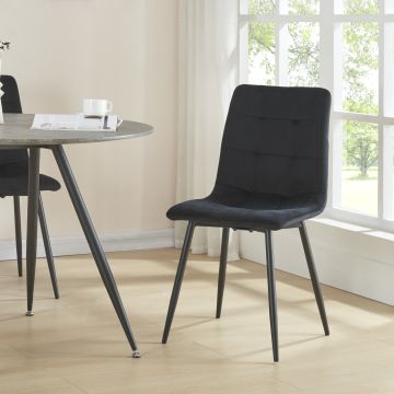 Lot de 2 chaises de salle à manger Lexnitz avec pieds arrondis 89 x 44 x 45 cm noir [en.casa]