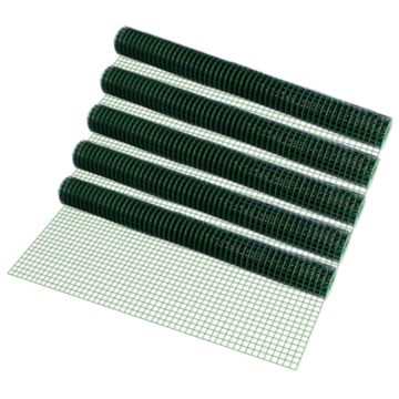 Grillage métallique treillis carré 1 x 5 m vert 5 rouleaux [pro.tec]