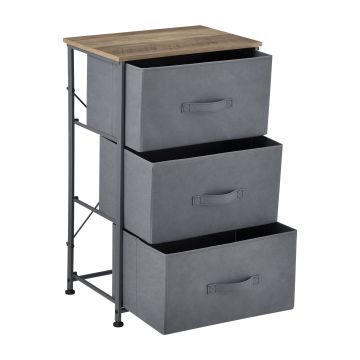 Commode meuble de rangement avec 3 tiroirs en non-tissé 73 x 45 x 30 cm [pro.tec]