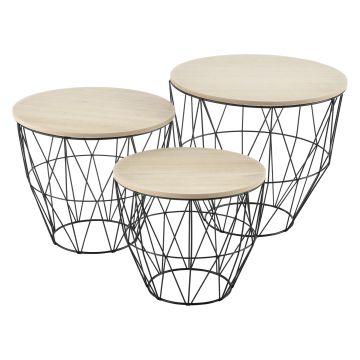 Set de 3 Paniers Tables Gigognes Padua Plusieurs Tailles [en.casa]