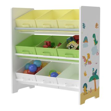 Étagère de rangement Boiro pour enfant avec 9 bacs pliables blanc / vert / jaune [en.casa]