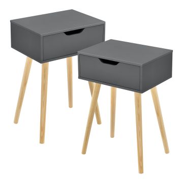 Lot de 2 tables d'appoint Östersund 60 x 40 x 30 cm gris foncé [en.casa]