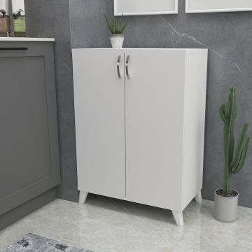 Meuble de rangement Strömsund à 2 portes 4 niveaux 87 x 72 x 33 cm blanc [en.casa]