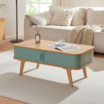 Table basse Tysvær bambou 100 x 50 x 40 cm naturel bleu [en.casa]