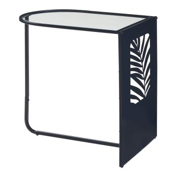 Table d'appoint Ulvik métal verre 50 x 50 x 35 cm noir [en.casa]