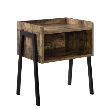 Table de Chevet Andernach Effet Bois et Noir 52 x 42 x 35 cm [en.casa]