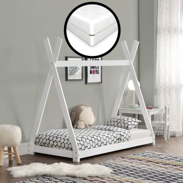 Lit Tipi pour Enfants avec Matelas Orthopédique Onejda Plusieurs Couleurs et Tailles [en.casa]