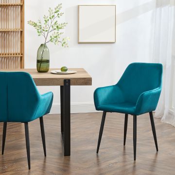 Lot de 2 chaises de salle à manger Hollola 86 x 57 x 56 cm bleu turquoise [en.casa]