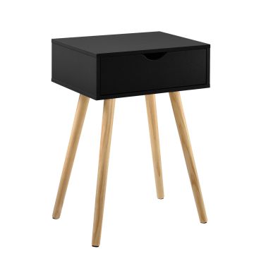 Table de Chevet Sörby Pin 60 x 40 x 29,5 cm Noir [en.casa]