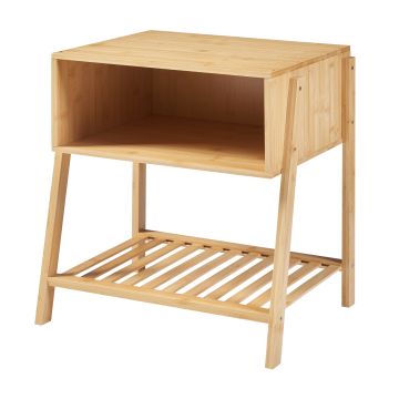 Table d'appoint Håbo avec 2 étagères bambou 50 x 45 x 36 cm naturel [en.casa]