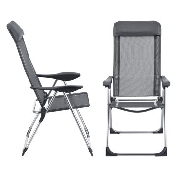 Lot de 2 Chaises de Jardin Errenteria  avec Accoudoirs Dossier Inclinable plusieurs couleurs [en.casa]