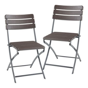 Lot de 2 chaises pliantes Lillestrøm 81 x 46 x 58 cm effet bois marron foncé [en.casa]