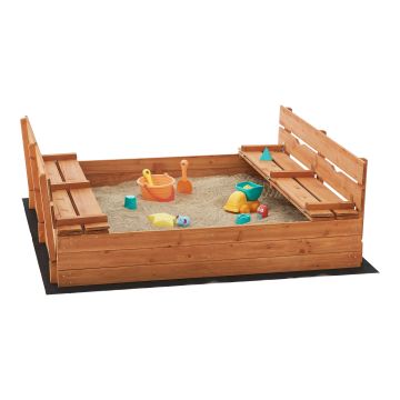 Bac à sable Campillos en bois avec bancs rabattables 23,5 x 118 x 114 cm [en.casa]