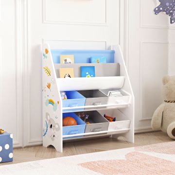 Étagère de rangement Ponteceso pour enfant avec 6 bacs ouverts blanc / gris / bleu [en.casa]