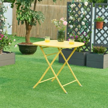 Table de jardin pliante Sande 71 x 70 x 70 cm jaune [en.casa]