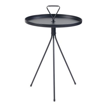 Table d'appoint Odal avec plateau rond métal 65 x 41 cm noir [en.casa]