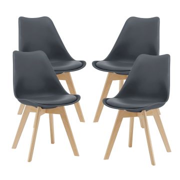 Lot de 4 Chaises de Salle à Manger Fläten Similicuir Hêtre 81 x 49 x 57 cm [en.casa]