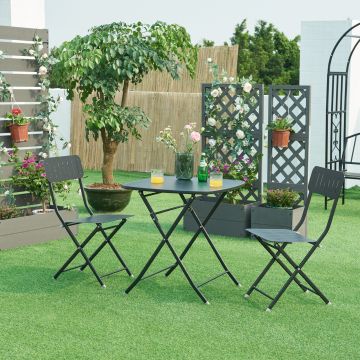 Table de jardin pliante Sande 71 x 70 x 70 cm noir [en.casa]