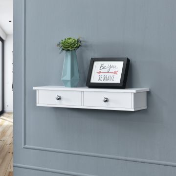 Étagère Murale Geeste MDF Laqué 10 x 60 x 15 cm Blanc [en.casa]