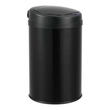 Poubelle à Capteur Acier Inox 30 Litres Noir [en.casa]