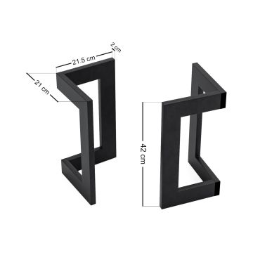 Set de 2 pieds de table Kaskinen acier 42 x 22 x 21 cm noir [en.casa]