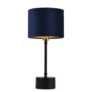 Lampe de Bureau Deventer Métal Flanelle E14 39 cm Noir Cuivre Bleu [lux.pro]