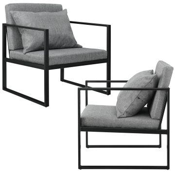 Lot de 2 Fauteuils Ragusa 70 x 60 x 60 cm Gris Foncé [en.casa]