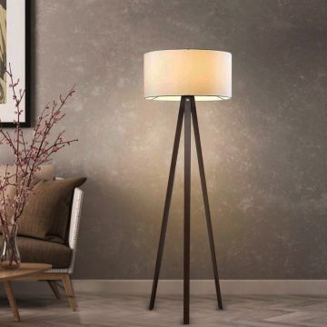 Lampadaire Newport hauteur 140 cm E27 effet bois / crème [lux.pro]