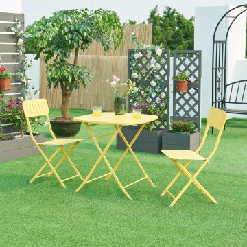 Table de jardin pliante Sande 71 x 70 x 70 cm jaune [en.casa]