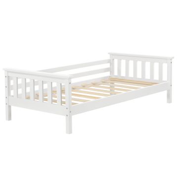 Lit d'Enfant Design Nuuk en Pin 140 x 70 cm Blanc Mat Laqué [en.casa]