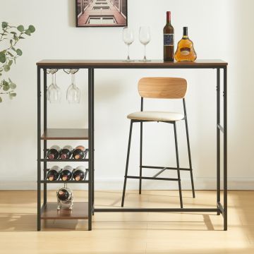 Table de bar Stjørdal 120 x 40 x 105 cm noir effet noyer [en.casa]