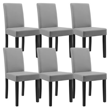 Kit de 6 Chaises Bois Cuir-synthétique 90x42x48 cm gris clair [en.casa] 