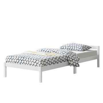 Cadre de Lit Simple Nakkila Pin 90 x 200 cm Blanc [en.casa]