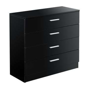 Commode avec 4 Tiroirs Drammen 67 x 70 x 30 cm Noir Brillant [en.casa]