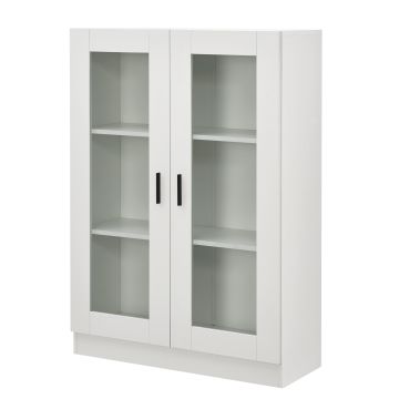 Armoire vitrée Sorø 115 x 80 x 31 cm blanc [en.casa]