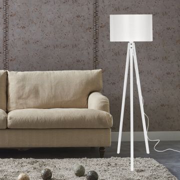 Lampadaire Rochester trépied hauteur 136 cm E27 blanc [lux.pro]