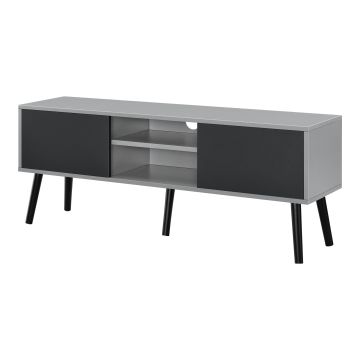 Meuble TV Eskilstuna 120 x 30 x 47 cm Noir Gris Clair [en.casa]