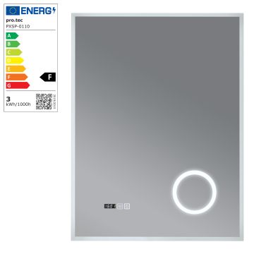 Miroir LED Lizzano pour salle de bain 80 x 60 cm blanc pro.tec