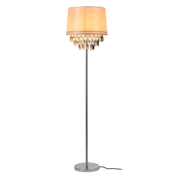 [lux.pro] Lampadaire Lampe sur Pied Métal Poli Tissu Blanc Chrome 1 x E27 161 cm 