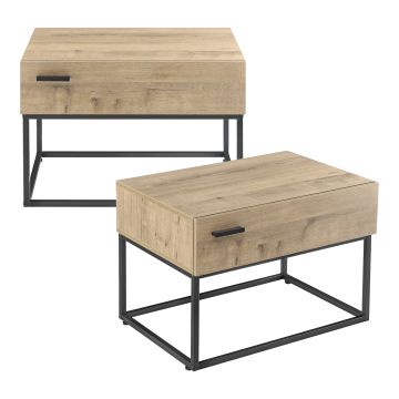 Lot de 2 tables d'appoint Hylte 39 x 55 x 40 cm noir effet chêne [en.casa]